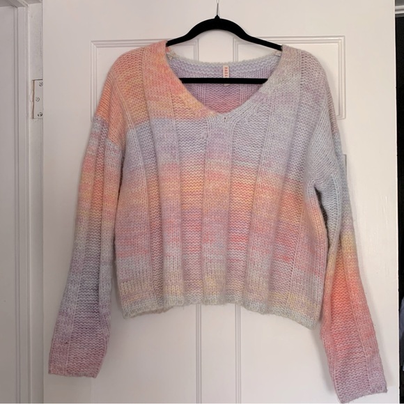 NWOT Anthropologie rainbow knit sweater - Picture 3 of 9